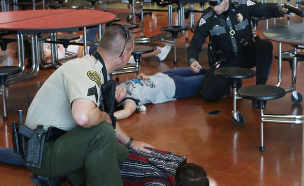 ACTIVE-SHOOTER TRAINING: Students, staff and first responders practice at Valencia High School