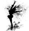 dancing girl black splash paint silhouette isolated on white background.  Vector illustration