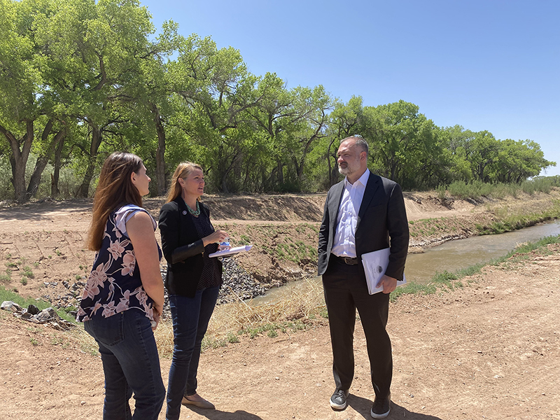 U.S. Rep. Stansbury and U.S. Deputy Secretary of the Interior Beaudreau tour the New Belen Wasteway