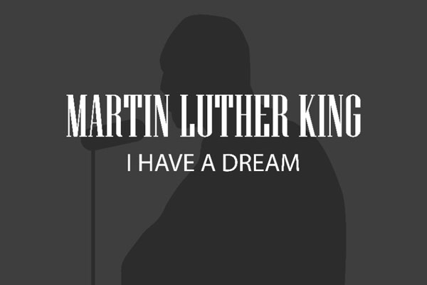 Martin Luther King. Human silhouette on black background. MLK day. Vector illustration